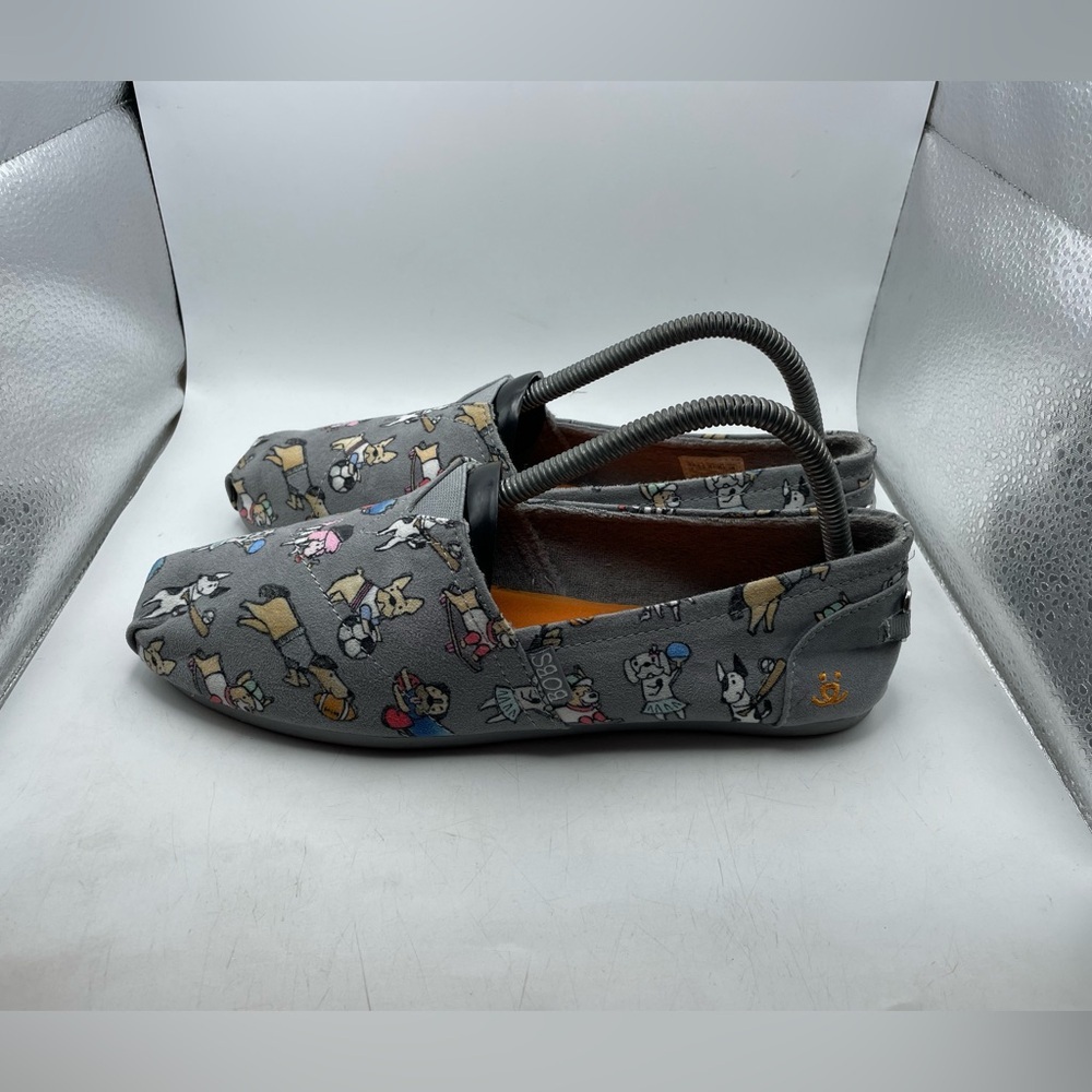 Bobs From Skechers Dogs Womens Suede Print Gray Loafers Size 8.5